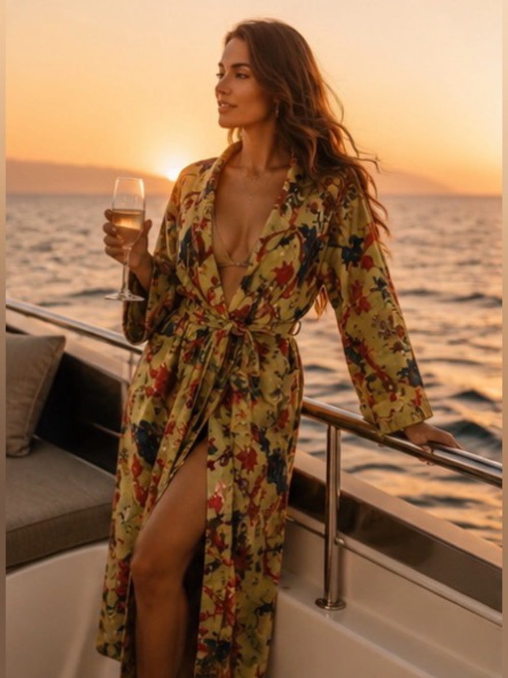 Velvet Tree of Life Kimono Robe Caftan Boho Luxe Duster Festival Chic